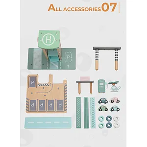 PHOOHI wooden parking lot toy set