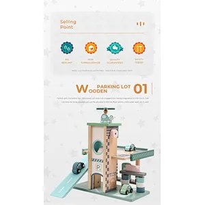 PHOOHI wooden parking lot toy set